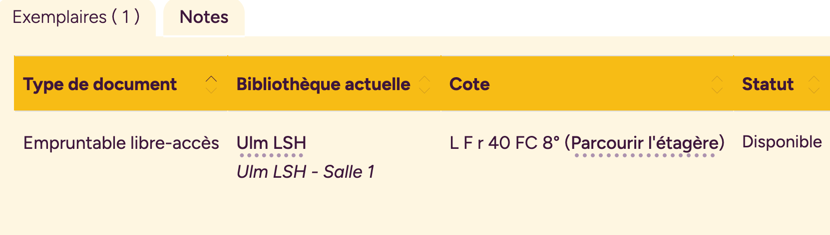 Capture d'écran catalogue