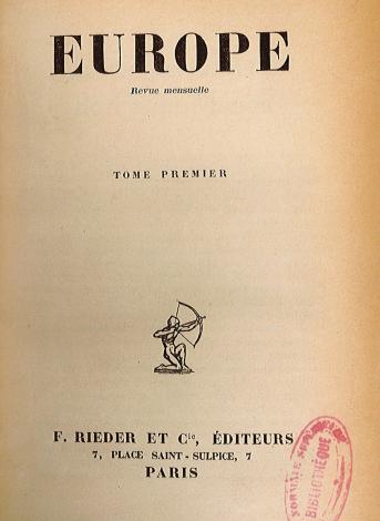 Europe, premier numéro, 1923