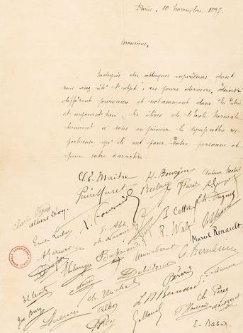 Lettre de soutien à Gabriel Monod, 10 novembre 1897. Bibliothèque Ulm-LSH, Ms 244