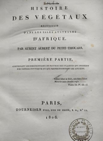 Page de titre de l'Histoire des végétaux