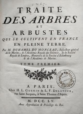 Page de titre du traité des arbres