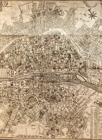 Germain Brice, Description de la ville de Paris et de tout ce qu'elle contient de plus remarquable... Nouvelle édition. Enrichie d'un nouveau plan & de nouvelles figures dessinées & gravées correctement... Paris : Libraires associés, 1752. Bibliothèque Ulm-LSH, H F v 8 B 12°