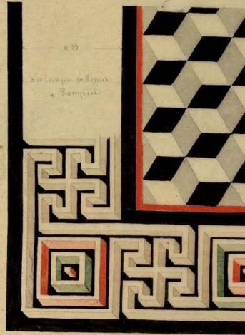 Antoine-Marie Chenavard, Temple de Vénus à Pompéi, dans Voyage en Italie, T. 3, vers 1823. Bibliothèque de l'INHA, collections Jacques Doucet, Ms 703 (3