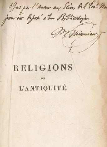  Guigniaut, Religions de l'Antiquité...,  t. I, Paris, Treuttel et Würtz, 1825. Bibliothèque Ulm-LSH, H AR m 17 (1/1) 8°