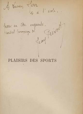  Jean Prévost, Plaisirs des sports : essais sur le corps humains, Paris, Gallimard, 1925 Bibliothèque Ulm-LSH, L F r 224 A 12°  