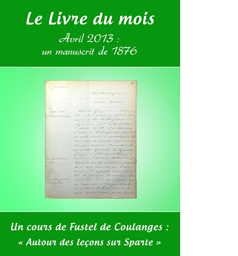 Affiche Le Livre du mois : Fustel de Coulanges 