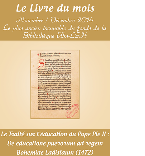 Affiche Le Livre du mois : Le Traité sur l'éducation du Pape Pie II (1472) 